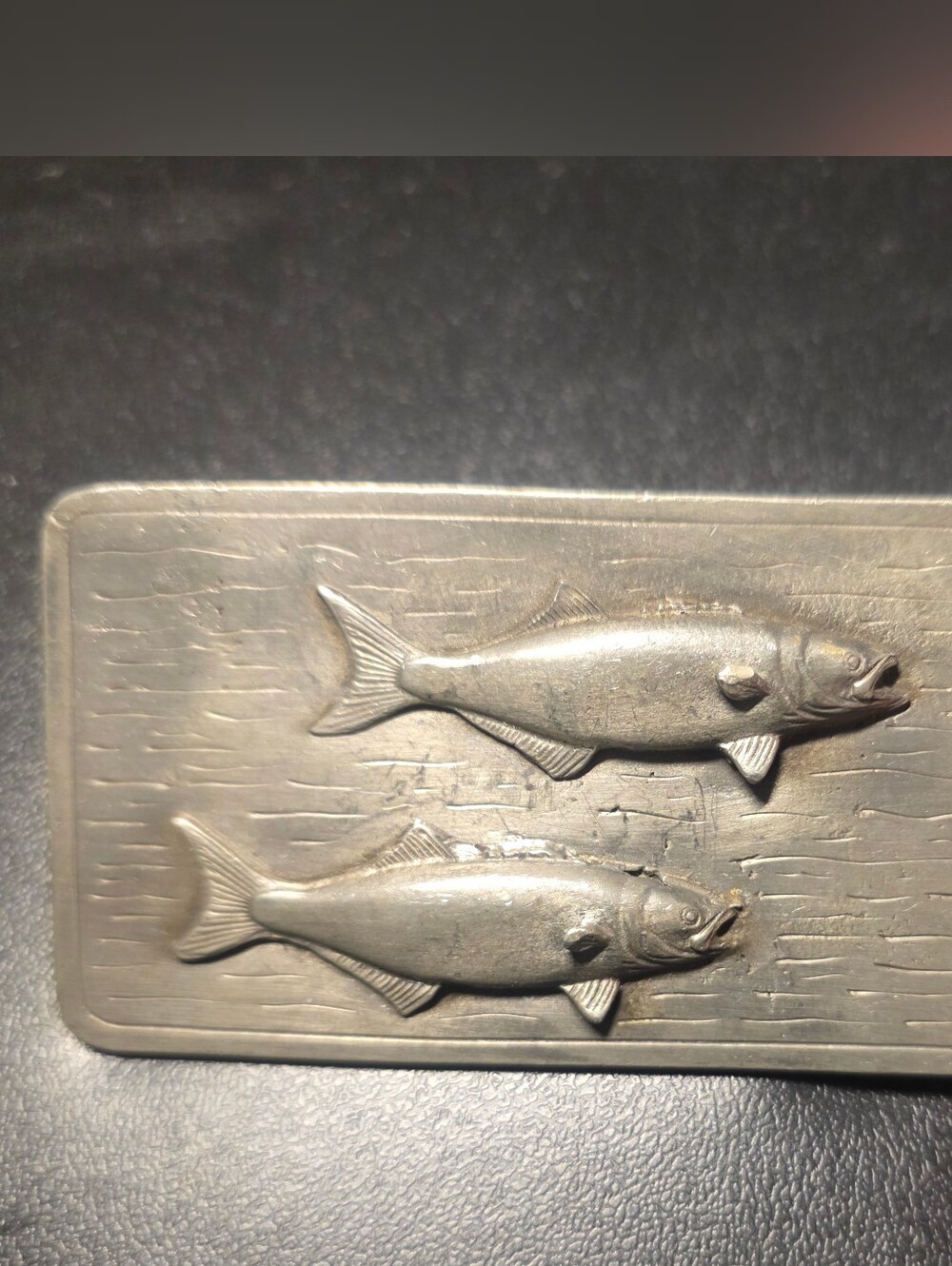 Vintage Pewter Belt Buckle - Fish